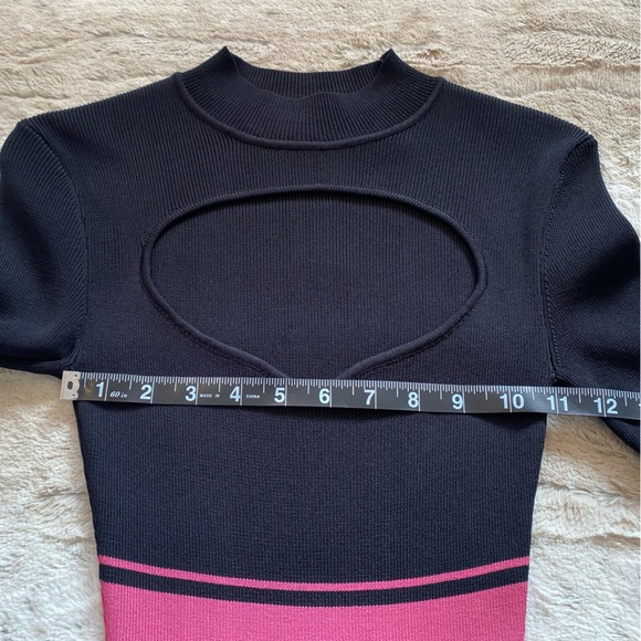 NWOT💕STAUD Clara Stripe Cutout Ribbed Long Sleeve Sweater Dress Size XS - Picture 9 of 14